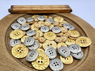 75 Pcs New Gold & Silver Sew Through Buttons Metal Mixed Sizes Crafts Bulk Lot