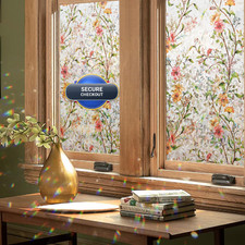 Kromapolis Window Privacy Film Floral Rainbow Decorative Stickers 3D Static