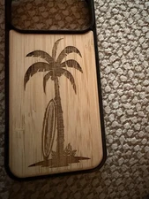 Wooden Case for iPhone 17 Pro Max Case,Wood Palm Tree Surf Board Bamboo Engraved