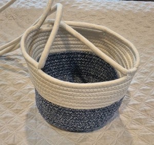 Boho Hanging Rope Planter Basket Blue & White 7–8” Pot 26–28” Drop
