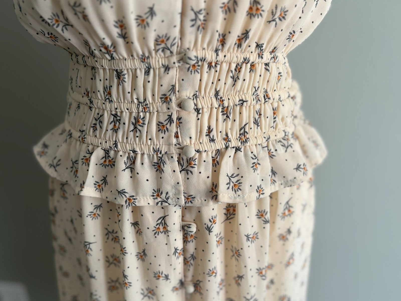 Sienna Sky Womens Ivory Floral Button Front Long Maxi Dress Size Medium