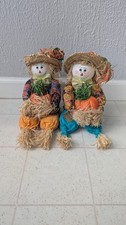 Scarecrow Sitting Set Tabletop Fall Decorations 12 Inches