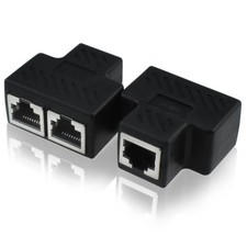 2 Pcs RJ45 Splitter Adapter, Ethernet Splitter 1 to 2, LAN Splitter Adapter f...