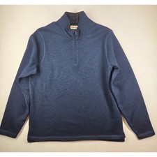 Wrangler Authentics Men's Large Navy Blue Heathered 1/4 Zip Fleece Pullover L