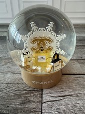 Chanel No 5 Snow Globe Holiday Display Perfume Gifts Clear Glass Gold Base