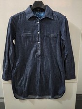 Uniqlo Dress Womens S Blue Denim Shirt Popover Collar Long Sleeve Cotton Indigo
