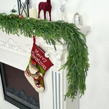 60 Inch Christmas Cedar Garland Staircase Real Touch Droopy Bendable Lifelike