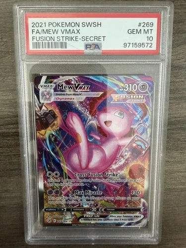 2021 POKEMON SWORD & SHIELD FUSION STRIKE SECRET #269 FULL ART/MEW VMAX PSA 10