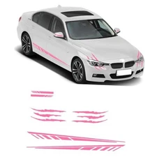 6Pcs Car Vinyl Body Side Sticker Racing Stripe Side Door Decal with Pink