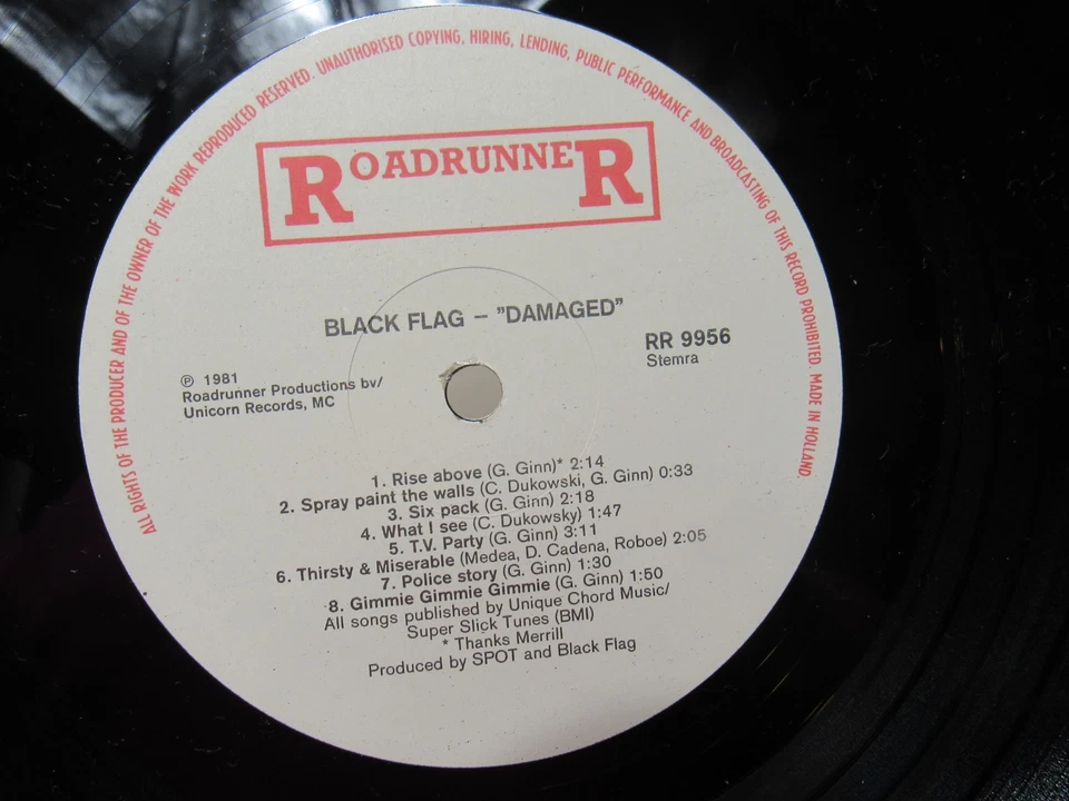 BLACK FLAG Damaged ORIGINAL 1982 LP Vinyl Album Unicorn Punk Hardcore  X35JJ - Image 3 of 4