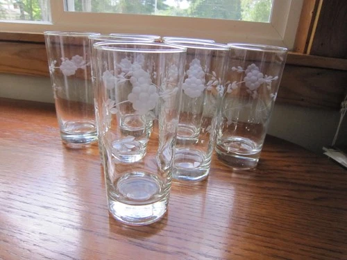 Princess House Heritage Cooler Flat Bottom 16 oz. Tumblers 6 1/4" Set of 7