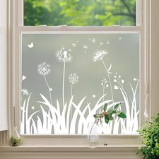 Window Privacy Film Flowers Pure White Pattern Stained 17.5" x 78.7" A276