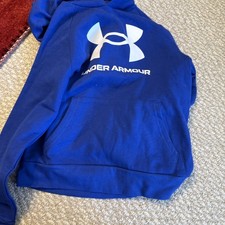 Under Armour Youth Cotton Blend Logo Hoodie youth large new fleece blue