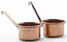 Dollhouse Miniature Copper Pot Set of 2