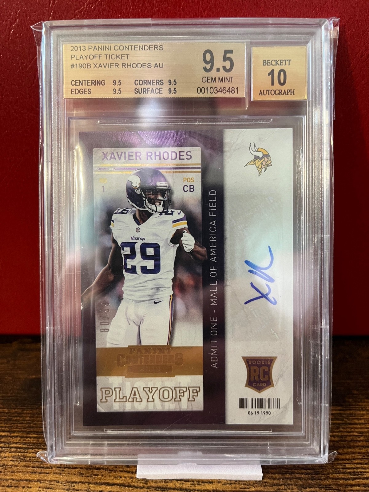 Xavier Rhodes Panini Contenders #190 Autograph-Playoff Ticket