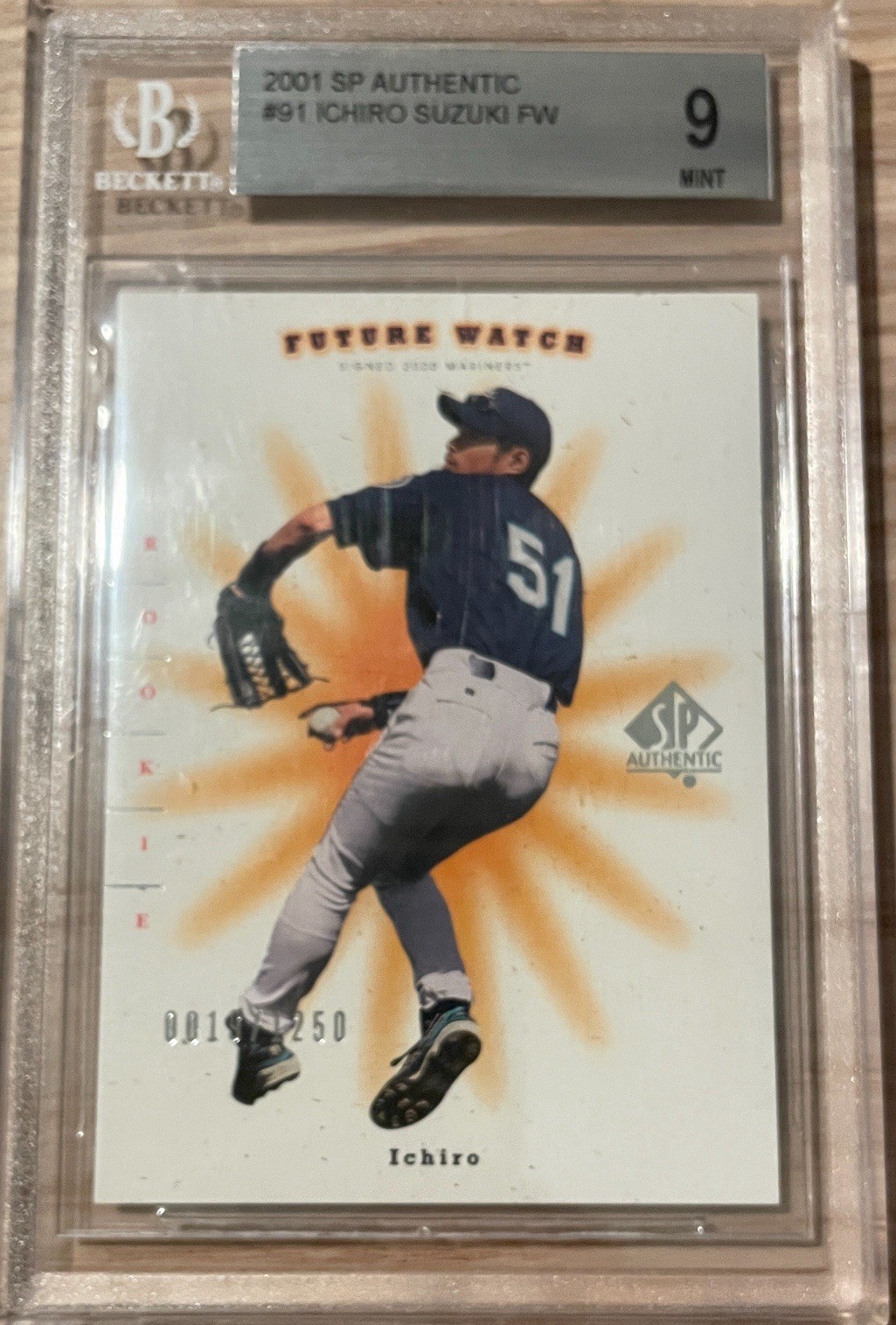 2001 SP Authentic - Future Watch Ichiro Suzuki #91 19/1250 RC BGS MINT 9 RARE
