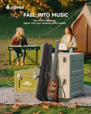Donner HUSH  X Headless Electric Guitar Bundle With All Accessories | Sunburst