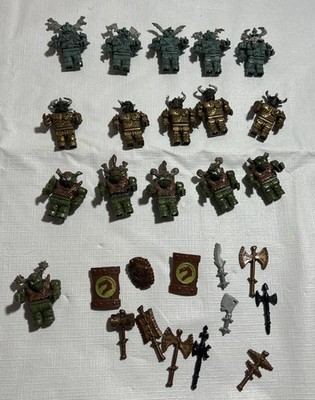 Mega Bloks dragons krystal wars - 16 warriors - w/ 12 piece shields/weapons LOT