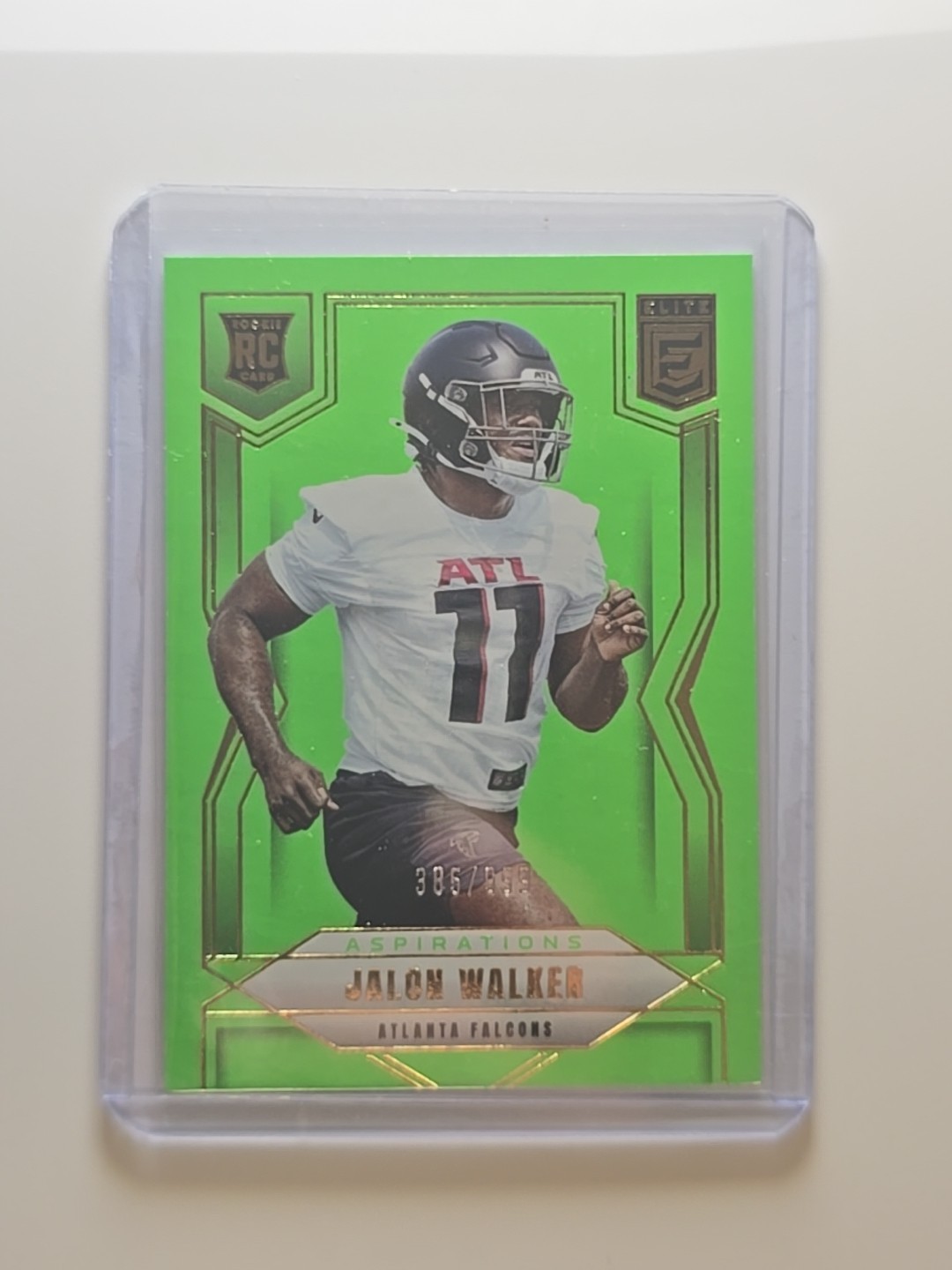 2025 Donruss Elite Jalon Walker #165 RC Aspirations Lime Green 385/999 Falcons