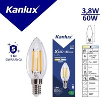 ŻAróWka Led E14 Xledex C35E14 3,8W-NW 806Lm 4000K Barwa Neutralna 5 Lat Gwar. 37