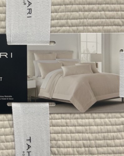 Tahari Beige Cotton Full/Queen Quilt 88”x92” New with Tags - Picture 3 of 3