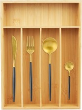 Bamboo Kitchen Drawer Organizer 9.5 Inch Silverware Organizer Small Drawer