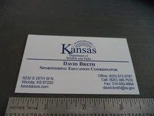 KANSAS Dept. of Wildlife & Parks David Breth Business Card, authentic item!