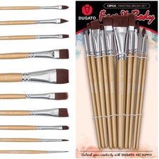 Face Paint Brush Set 10pc Soft Synthetic for Body and Cosplay