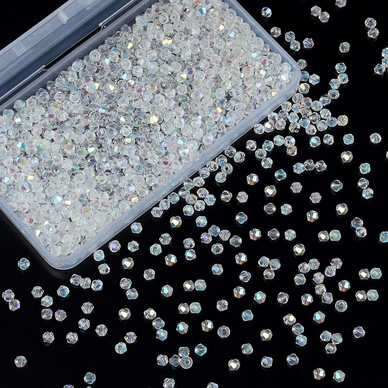 1100PCS 4Mm Bicone Crystal Glass Beads for Jewelry Making, Sparkling Mini Beads