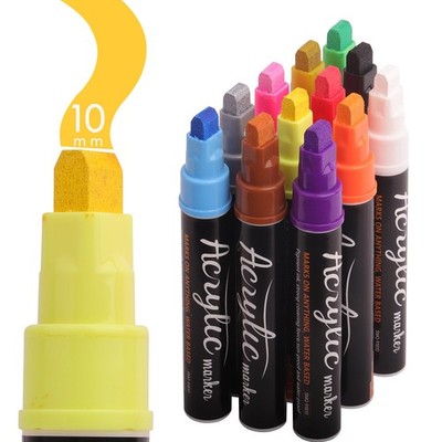 VIANZE Jumbo 12Colors Markers, Acrylic Paint Pens, 10mm Felt Tip Multicolor 