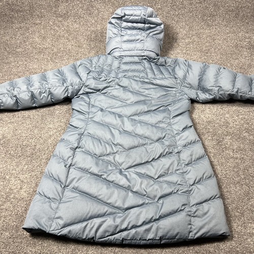 Marmot Coat Womens Large Blue 700 Fill Down Hooded Jacket Parka Faux Fur Trim - Picture 20 of 21