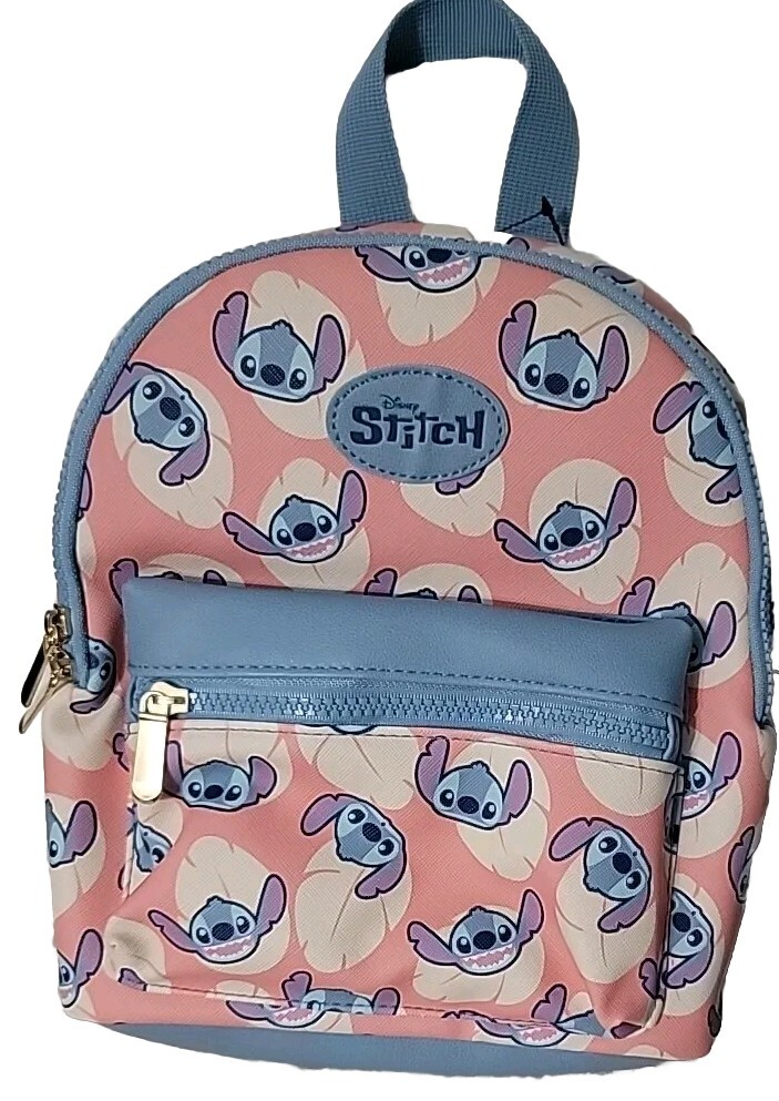 Bioworld Disney Lilo and Stitch Faces Coral & Blue Mini Backpack