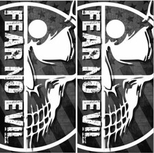 Fear No Evil Military Skull Flag Cornhole Wrap Bag Toss Skin Decal Sticker
