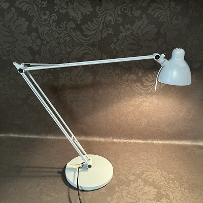 IKEA Antifoni Blue Desk Work Lamp Adjustable Arm Head Metal Light