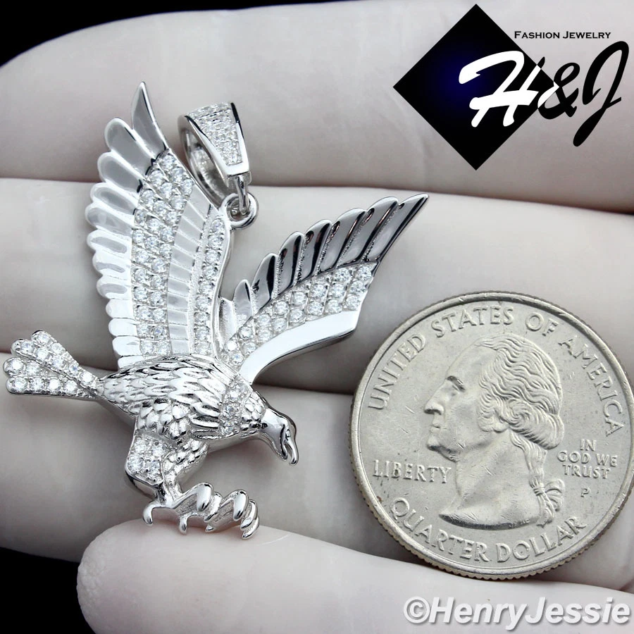 COLGANTE DE ÁGUILA HIPHOP 3D DE PLATA ESTERLINA 925 SÓLIDA PARA HOMBRE*SP149 Foto 3 de 4