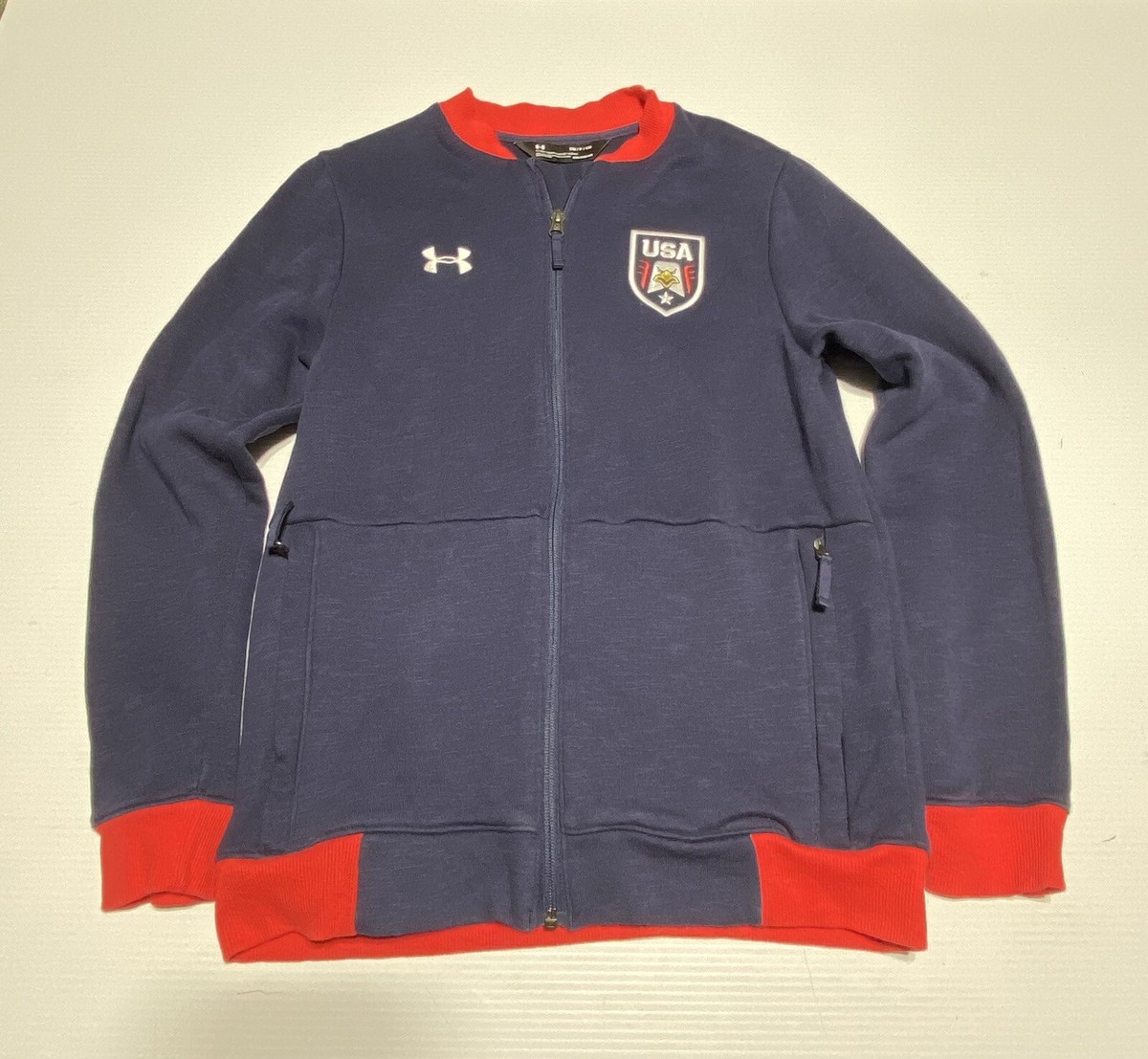 Under Armour Men's sz Sm USA Olympic Blue Fleece Full Zip Pocket