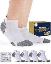 Ankle Compression Socks for Women  Men - 4 Pairs  Large White - 4 Pairs