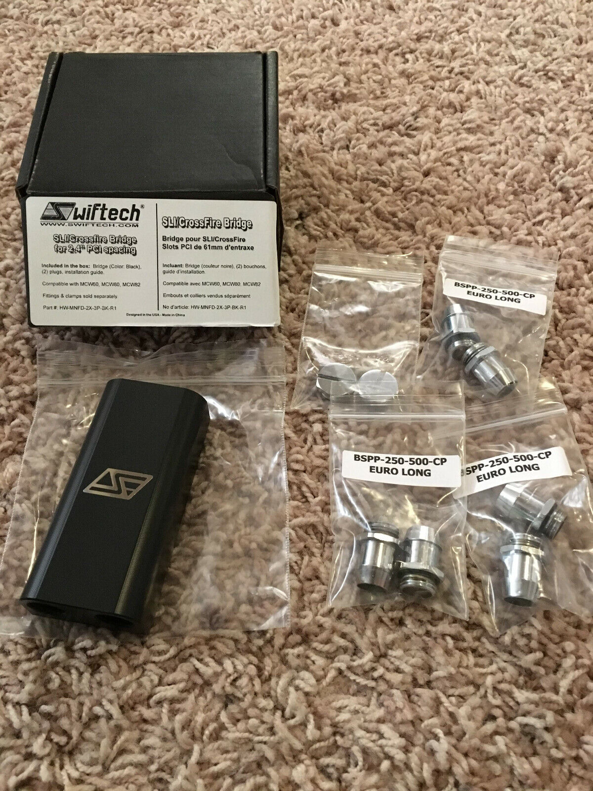Swiftech SLI/Crossfire Bridge with 3x sets of Barbs - Excellent Condition!