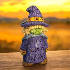 VTG Ceramic Witch Happy Halloween Cutout Ligh...