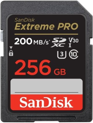 SanDisk 256GB Extreme PRO SDXC UHS-I C10 U3 V30 4K UHD SD Card SDSDXXD