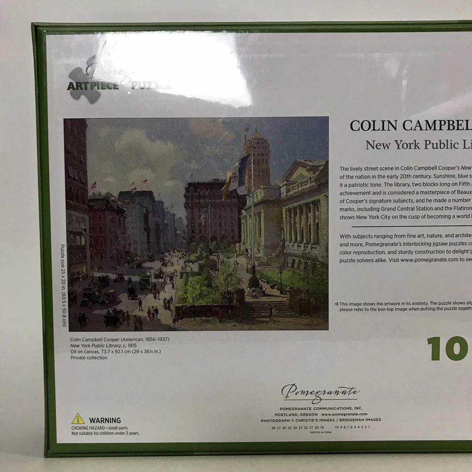 New York Public Library 1915 1000 Piece Jigsaw Puzzle Colin Campbell Cooper NEW - Image 2 of 4