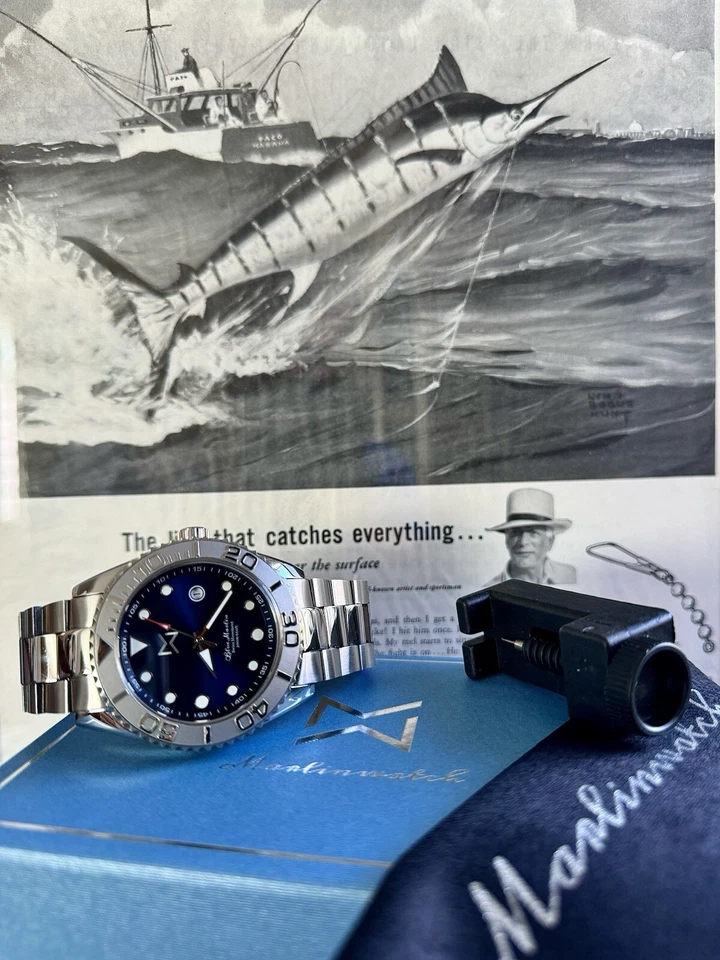 mens diver watch Marlinwatch 45mm MK7 Marlinwatch Submariner BEZEL 🐟 - Image 2 of 4