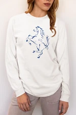 Long Sleeve Tee Prancing Horse Comfort Colors Shirt Chinoiserie Cotton T-Shirt