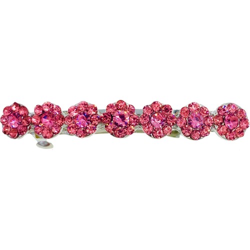 USA Glam Simple Flower Barrette Hair Clip Hairpin Rhinestone Crystal 36 Colors - Picture 13 of 40