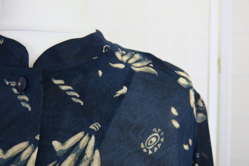 JV by Jacques Vert Oversized Blouse Size 14 Blue Floral Semi Sheer Vintage 90s - Picture 5 of 15