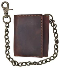 Brown Handcrafted Leather Mens Biker Chain Wallet Trucker Motorcycle U.S. Seller