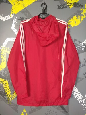 Adidas Rare Vintage Jacket With Zipped With Hood Red Nylon 90s