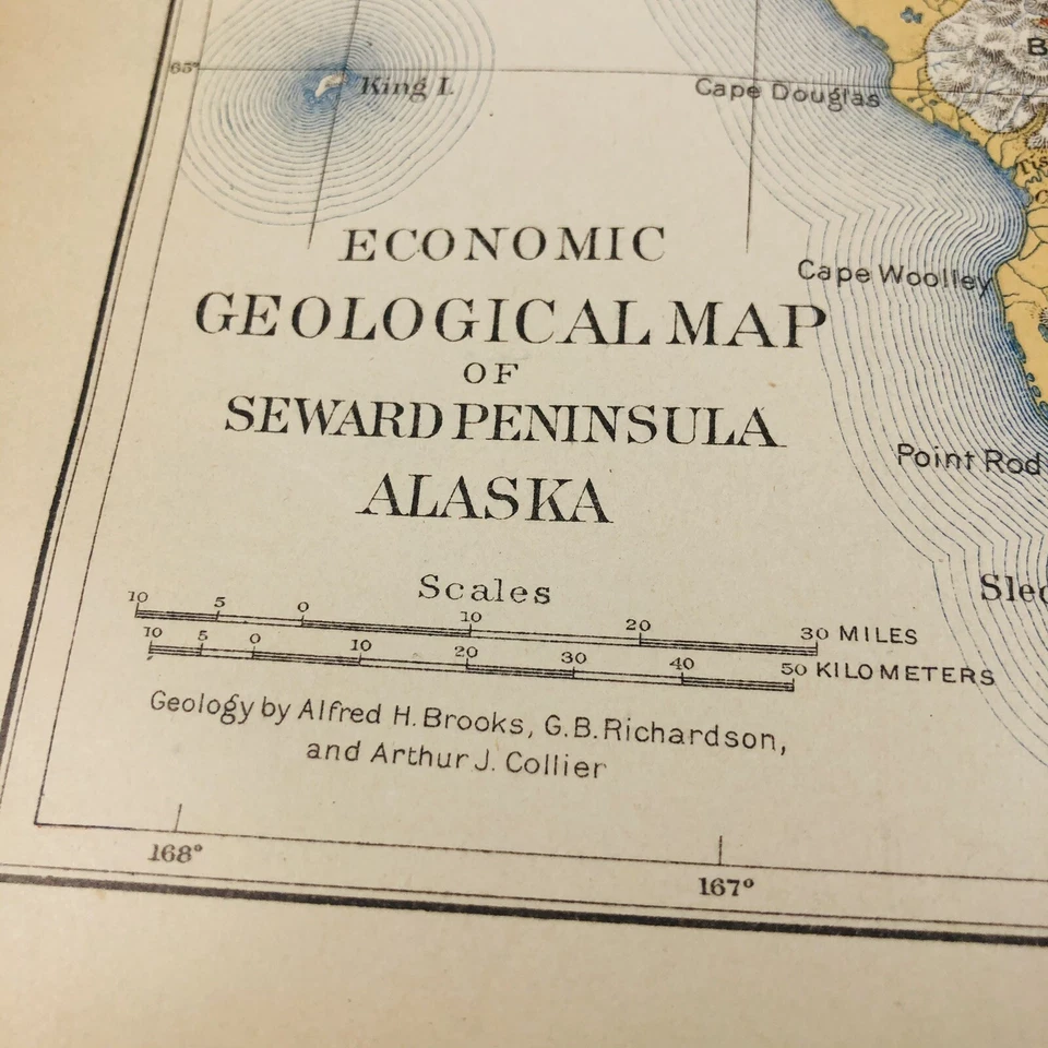 Economic Geological Map Seward Peninsula Alaska 1901 Gold US Treasury Dept - Image 2 of 4
