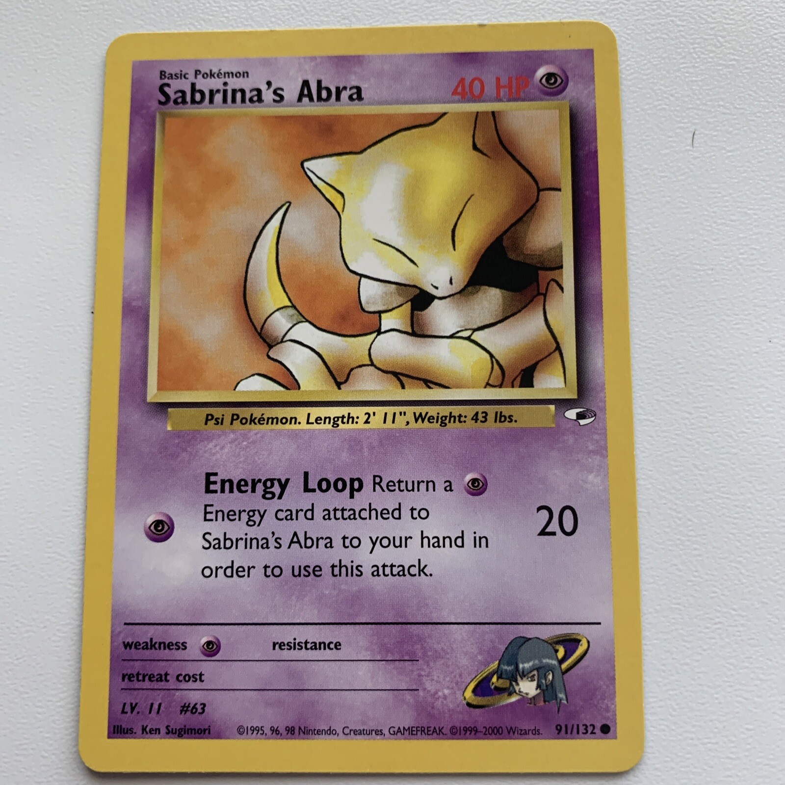 Sabrina's Abra - 91/132 Gym Heroes Unlimited Common Pokemon - NM