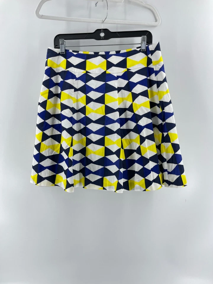 Falda INC International Concepts Azul Amarillo Geométrica Línea A Volantes Talla 10 Foto 3 de 4